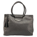 BOTTEGA VENETA INTRECCIATO Hand Bag Leather Silver Gold Auth mr2543A-2