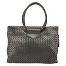 BOTTEGA VENETA INTRECCIATO Hand Bag Leather Silver Gold Auth mr2543A-3