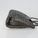 BOTTEGA VENETA INTRECCIATO Hand Bag Leather Silver Gold Auth mr2543A-4