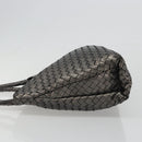 BOTTEGA VENETA INTRECCIATO Hand Bag Leather Silver Gold Auth mr2543A-5