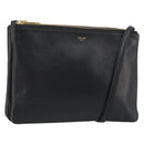 CELINE Trio Shoulder Bag Leather Black Gold Auth mr2544V-1