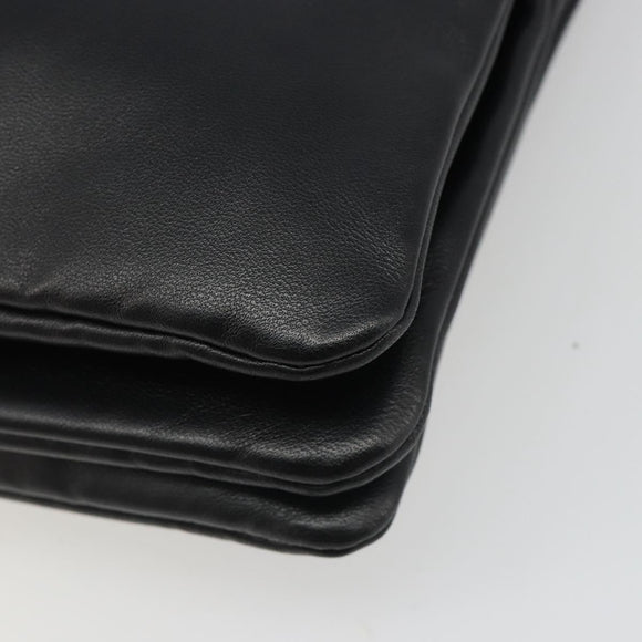 CELINE Trio Shoulder Bag Leather Black Gold Auth mr2544V