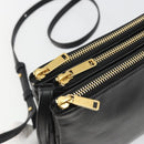 CELINE Trio Shoulder Bag Leather Black Gold Auth mr2544V-15
