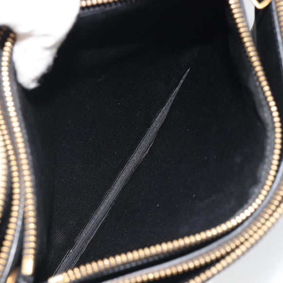 CELINE Trio Shoulder Bag Leather Black Gold Auth mr2544V