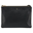 CELINE Trio Shoulder Bag Leather Black Gold Auth mr2544V-2