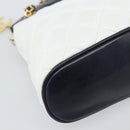 CHANEL Matelasse Chain Shoulder Bag Leather White Gold CC Auth mr2545V-11