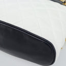 CHANEL Matelasse Chain Shoulder Bag Leather White Gold CC Auth mr2545V-12