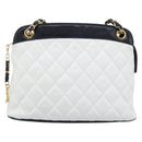 CHANEL Matelasse Chain Shoulder Bag Leather White Gold CC Auth mr2545V-2