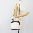 CHANEL Matelasse Chain Shoulder Bag Leather White Gold CC Auth mr2545V-22