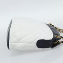 CHANEL Matelasse Chain Shoulder Bag Leather White Gold CC Auth mr2545V-5