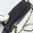 CHANEL Matelasse Chain Shoulder Bag Leather White Gold CC Auth mr2545V-6