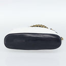 CHANEL Matelasse Chain Shoulder Bag Leather White Gold CC Auth mr2545V-9