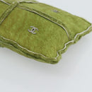 CHANEL Clutch Bag Mouton Green Silver CC Auth mr2548A-10