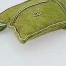CHANEL Clutch Bag Mouton Green Silver CC Auth mr2548A-11