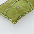 CHANEL Clutch Bag Mouton Green Silver CC Auth mr2548A-13