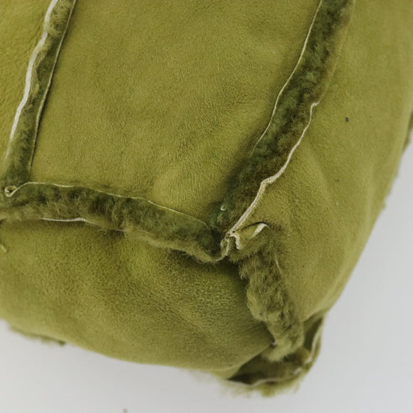 CHANEL Shoulder Bag Mouton Green Silver CC Auth mr2549V