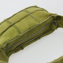 CHANEL Shoulder Bag Mouton Green Silver CC Auth mr2549V-6