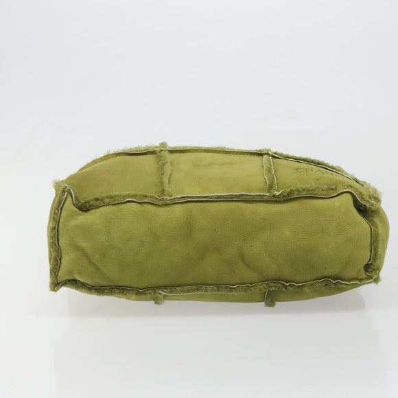 CHANEL Shoulder Bag Mouton Green Silver CC Auth mr2549V