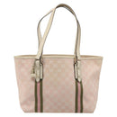 GUCCI GG Canvas Sherry Line Tote Bag Pink Gold 137396 Auth mr2550A-13