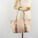 GUCCI GG Canvas Sherry Line Tote Bag Pink Gold 137396 Auth mr2550A-23