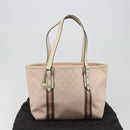 GUCCI GG Canvas Sherry Line Tote Bag Pink Gold 137396 Auth mr2550A-12