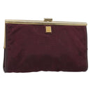 Christian Dior Clutch Bag Canvas Bordeaux Gold Auth mr2551-1
