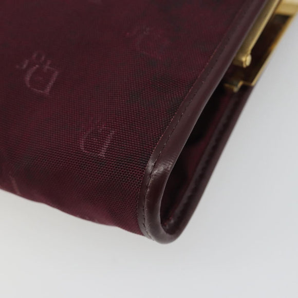 Christian Dior Clutch Bag Canvas Bordeaux Gold Auth mr2551