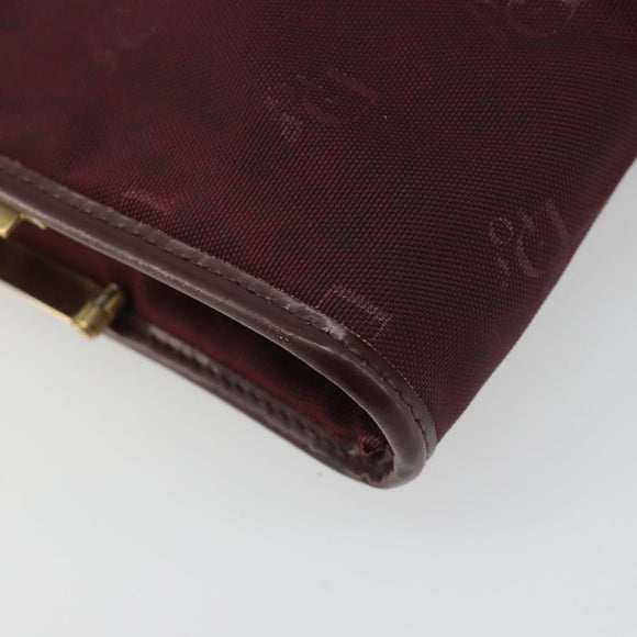 Christian Dior Clutch Bag Canvas Bordeaux Gold Auth mr2551