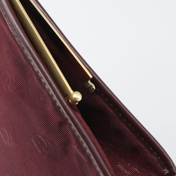 Christian Dior Clutch Bag Canvas Bordeaux Gold Auth mr2551