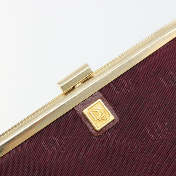 Christian Dior Clutch Bag Canvas Bordeaux Gold Auth mr2551