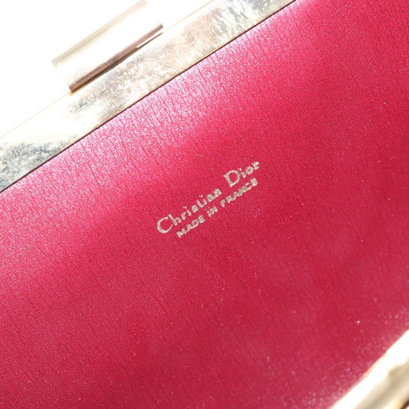 Christian Dior Clutch Bag Canvas Bordeaux Gold Auth mr2551