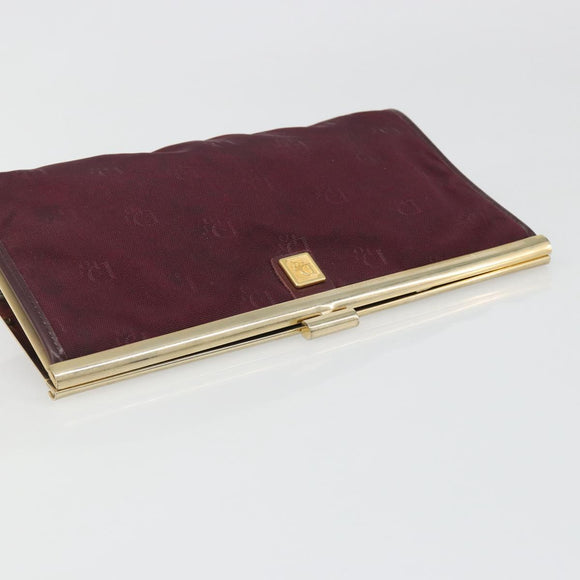 Christian Dior Clutch Bag Canvas Bordeaux Gold Auth mr2551
