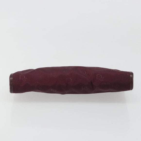 Christian Dior Clutch Bag Canvas Bordeaux Gold Auth mr2551