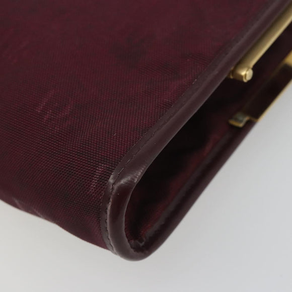 Christian Dior Clutch Bag Canvas Bordeaux Gold Auth mr2551