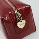 GUCCI Micro GG Supreme Pouch Patent leather Red Gold 153228 Auth mr2555-12