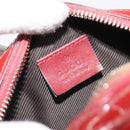 GUCCI Micro GG Supreme Pouch Patent leather Red Gold 153228 Auth mr2555-13