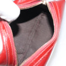 GUCCI Micro GG Supreme Pouch Patent leather Red Gold 153228 Auth mr2555-14