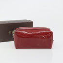 GUCCI Micro GG Supreme Pouch Patent leather Red Gold 153228 Auth mr2555-18