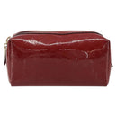 GUCCI Micro GG Supreme Pouch Patent leather Red Gold 153228 Auth mr2555-2