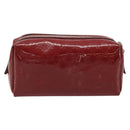 GUCCI Micro GG Supreme Pouch Patent leather Red Gold 153228 Auth mr2555-3