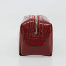 GUCCI Micro GG Supreme Pouch Patent leather Red Gold 153228 Auth mr2555-4