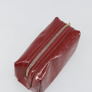 GUCCI Micro GG Supreme Pouch Patent leather Red Gold 153228 Auth mr2555-6