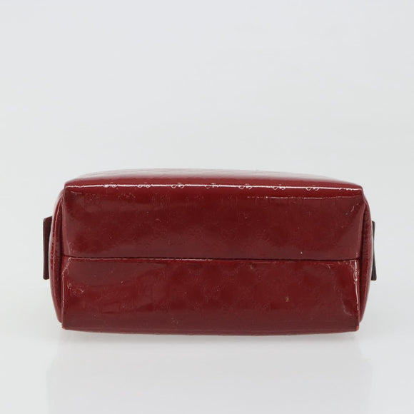 GUCCI Micro GG Supreme Pouch Patent leather Red Gold 153228 Auth mr2555