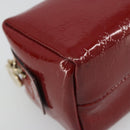 GUCCI Micro GG Supreme Pouch Patent leather Red Gold 153228 Auth mr2555-9