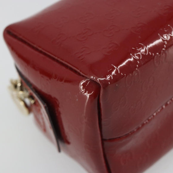 GUCCI Micro GG Supreme Pouch Patent leather Red Gold 153228 Auth mr2555