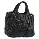 Miu Miu Hand Bag Leather 2way Black Gold Auth mr2556-1