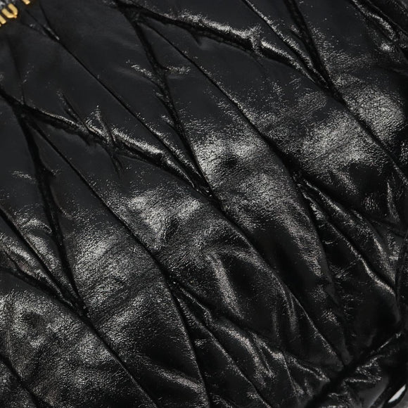 Miu Miu Hand Bag Leather 2way Black Gold Auth mr2556