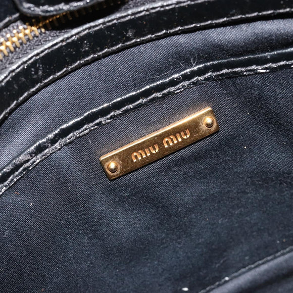 Miu Miu Hand Bag Leather 2way Black Gold Auth mr2556
