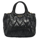 Miu Miu Hand Bag Leather 2way Black Gold Auth mr2556-13