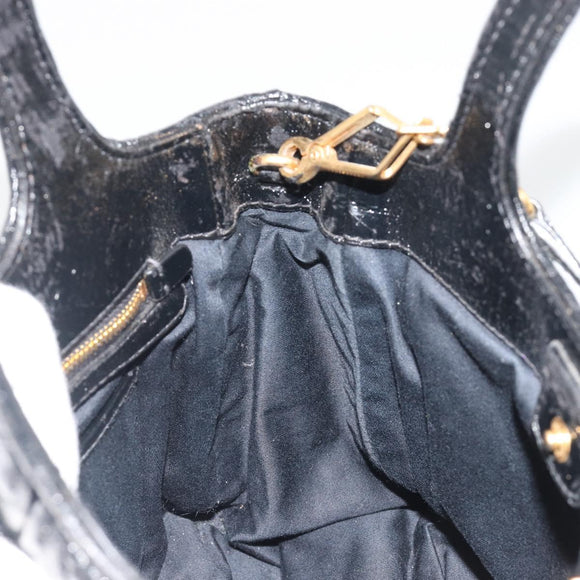 Miu Miu Hand Bag Leather 2way Black Gold Auth mr2556